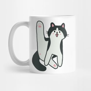 Black and White Tuxedo Cat Licking Butt Mug